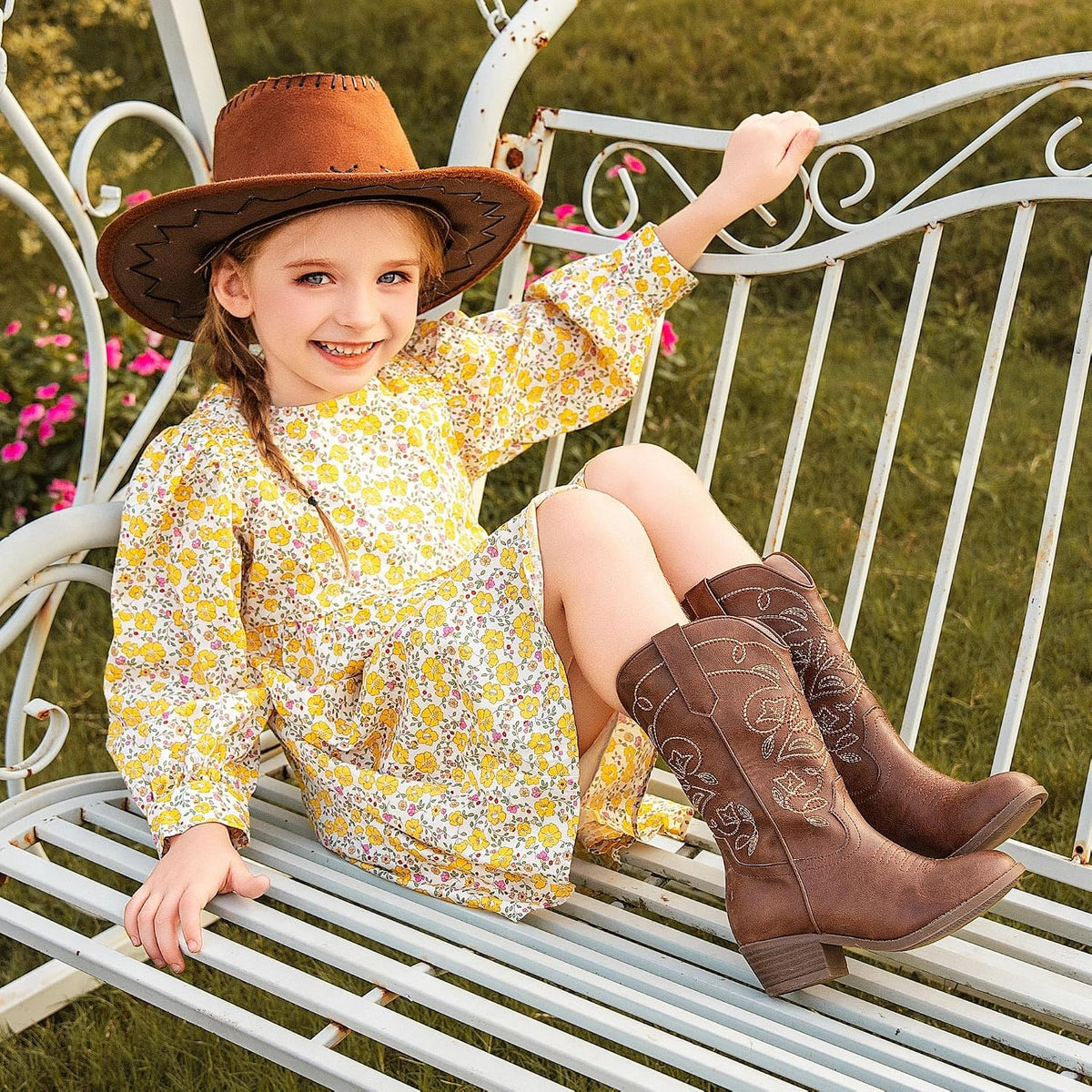 LAURMOSA Cowgirl Boots for Girls Western Cowboy Boots Horse Riding for Kids