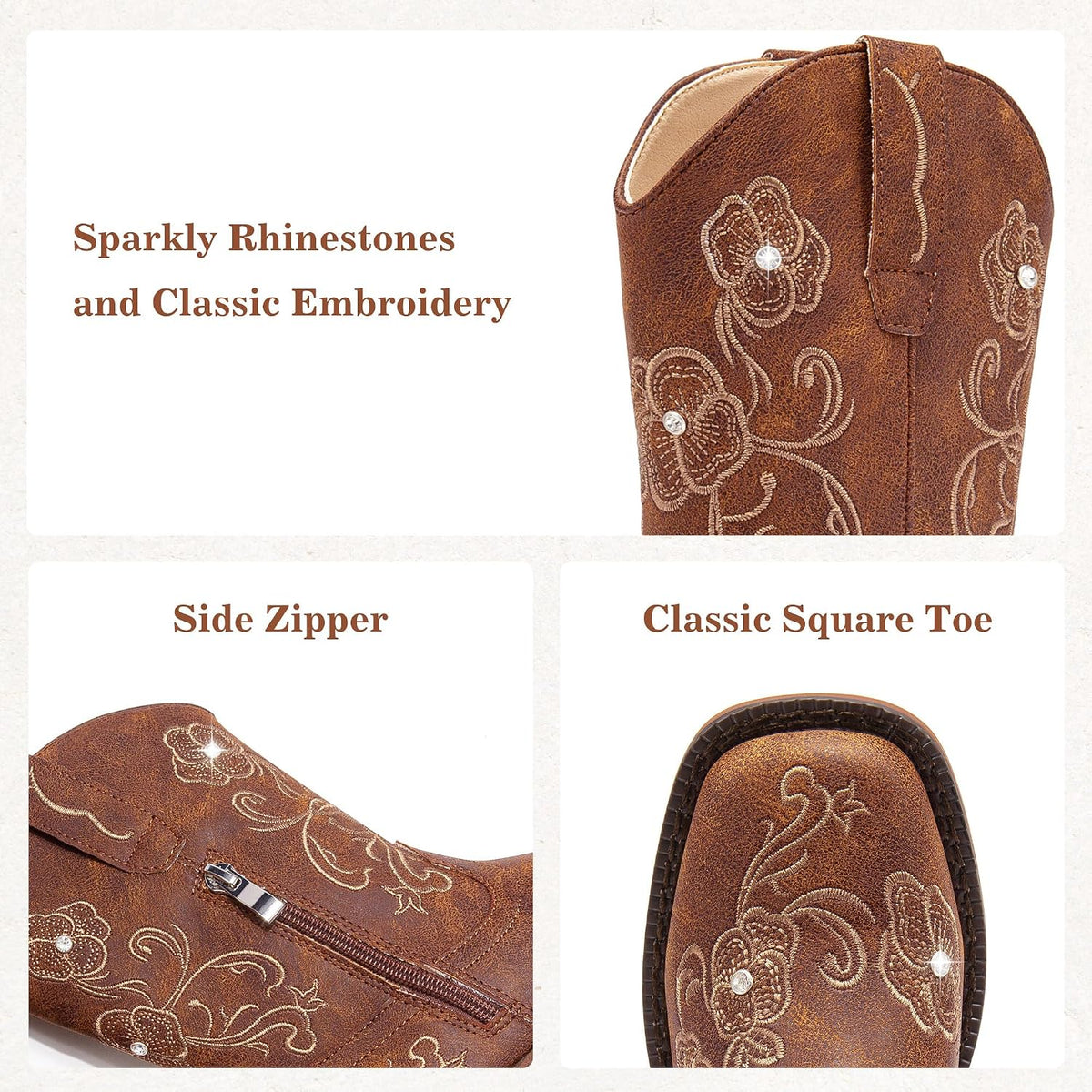 Motasha Girls Cowboy Boots Western Floral Little Big Kids Cowgirl Boots