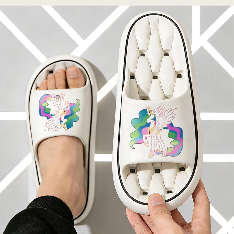Cartoon Unicorn Princess Slippers for Women Girls Soft Comfortable Home Slippers Non-slip Indoor House Shoes with Colorful Mane Wings Design