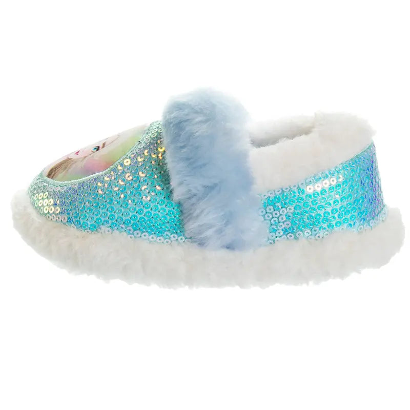 JOSMO KIDS Toddler Girls' Frozen Character-Inspired House Shoes Slippers - Elsa and Anna Plush, Lightweight, Warm, Soft Aline Design, Blue/Purple (Sizes 5-12), Character-Inspired Slippers