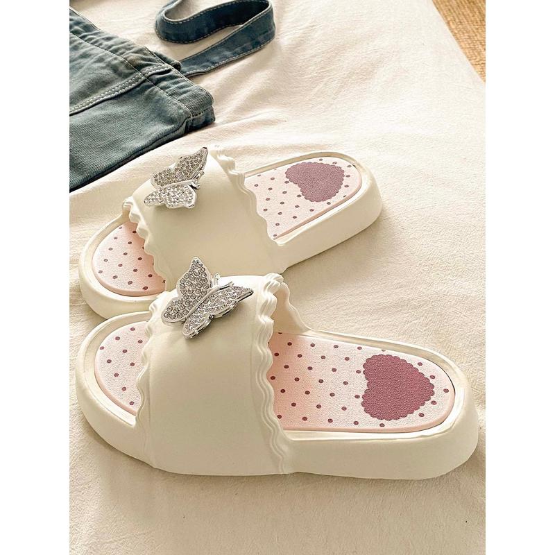 Summer New Student Sweet Girl Style Sandals, Eva Soft Sole, Casual Home & Outdoor, Fashionable Beach Shoes, Comfortable Lightweight Flip Flops, Butterfly Pattern Slippers, Cute Soft Slippers, Trendy Casual Slippers