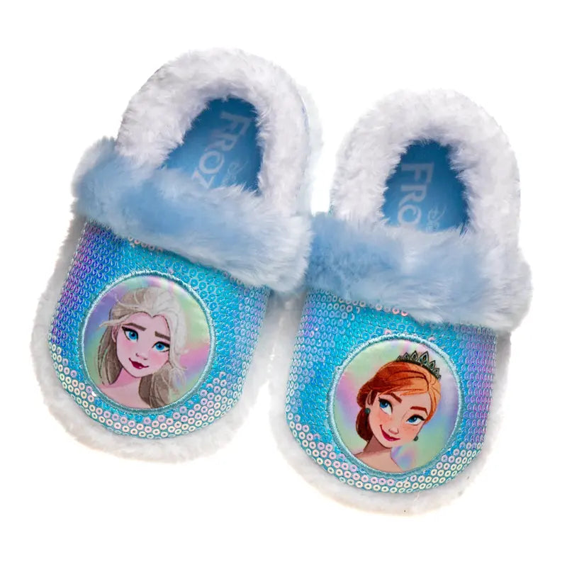 JOSMO KIDS Toddler Girls' Frozen Character-Inspired House Shoes Slippers - Elsa and Anna Plush, Lightweight, Warm, Soft Aline Design, Blue/Purple (Sizes 5-12), Character-Inspired Slippers