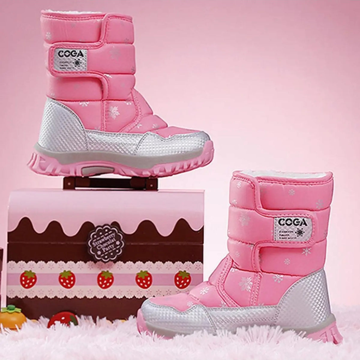 Winter Campus Children's Snow Boots for Girls - Thickened Fluffy Warm High-Waist Cotton Shoes for Outdoor Hiking and Trekking Boots Fuzzy Boots